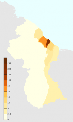 Guyana népsűrűsége