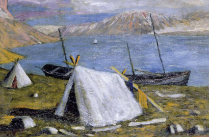 Halásztanya – Tiko Vilka festménye(?), 1910-es(?) évek