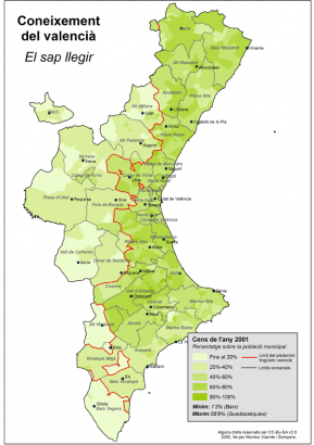 Hol és milyen arányban képesek olvasni valenciaiul – egy 2001-es felmérés szerint
