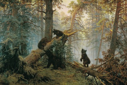 Ivan Siskin - Konsztantyin Szavickij: Reggel a fenyvesben (Утро в сосновом лесу, 1889)