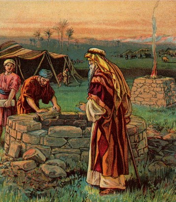 Izsák újraásta apja kútjait – 19. századi amerikai bibliaillusztráció