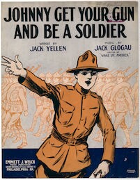 Johnny get your gun – korabeli nótákat népszerűsítő hirdetés 1917-ből