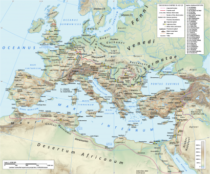 1. sz. térkép: a Római Birodalom i. sz. 125-ben