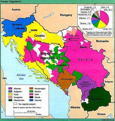 Jugoszlávia nemzetiségi térképe, 1991