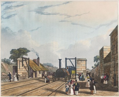 A Liverpool és Manchester közti vasútvonalról készült ábrázolás 1831-ből