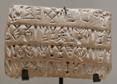 Kereskedelemben használt kőtábla számokkal (I. e. 3200-2700, Susa, Uruk)