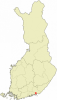 Kotka városa Finnország térképén