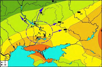 Lelőhelyek magyar jellegű leletekkel a Dnyeper mentén