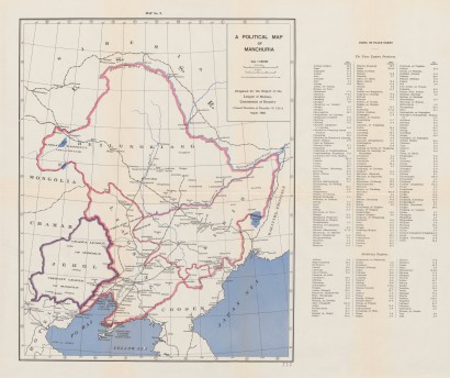 Mandzsúria politikai térképe – 1932, a Népszövetség jelentése alapján