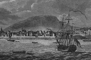 Montreal 1760 körül, a Szent Lőrinc-folyó túlpartja felől