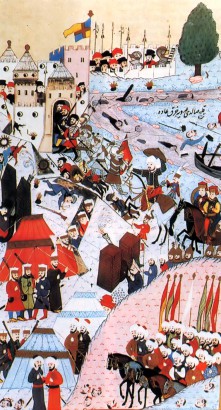 Nándorfehérvár 1456-os ostroma egy török miniatúrán