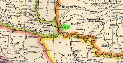  Pannonia Inferior és Moesia Superior határvidékén jól látható Pannonia Inferior részeként Taurunum (Zimony), Moesia Superior részeként Singidunum (Belgrád) és Viminacium (Kostolac)
