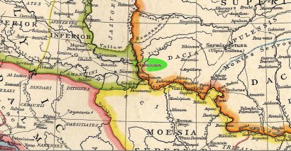 Pannonia Inferior és Moesia Superior határvidékén jól látható Pannonia Inferior részeként Taurunum (Zimony), Moesia Superior részeként Singidunum (Belgrád) és Viminacium (Kostolac)