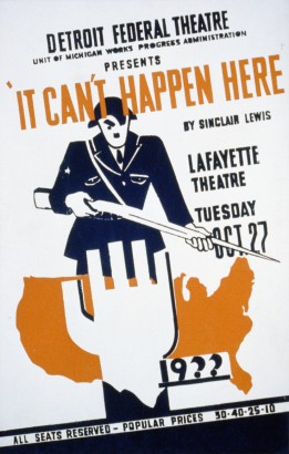 Plakát 1936-ból az „Ez nálunk lehetetlen” színházi adaptációjáról