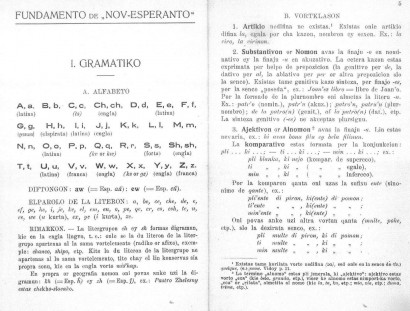 Részlet a „Kompleta fundamento de l’ idiomo »mondiala« or »Nov-Esperanto« da Antido. Tomo I. Gramatiko ey vortaro” című kötetből