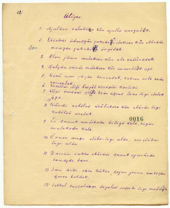 Részlet Báling Gábor kalmük gyűjtéseinek kéziratából
