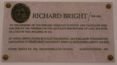 Richard Bright emléktáblája Keszthelyen