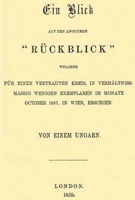 Széchenyi „Blick”-jének címlapja. Ezt is hiába keresnénk ebben a könyvben
