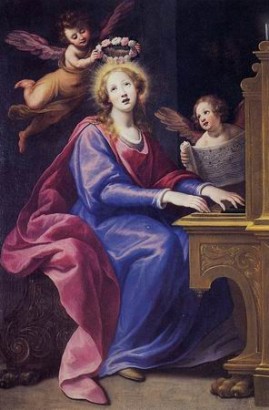 Szent Cecília az angyallal és a koszorúval