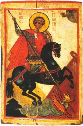 Szent György egy 14. századi novgorodi ikonon