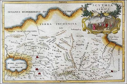 Szkítia egy Ptolemaiosz földrajzához mellékelt antik térképen – Anonymus idejére már több értelmezése volt