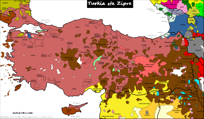 Törökország nyelvi kisebbségei. Nagyítható az eredeti oldalon.