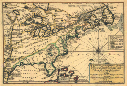 Új-Franciaország térképe 1703-ból