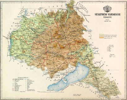 Veszprém megye térképe az iskolai sorozatból